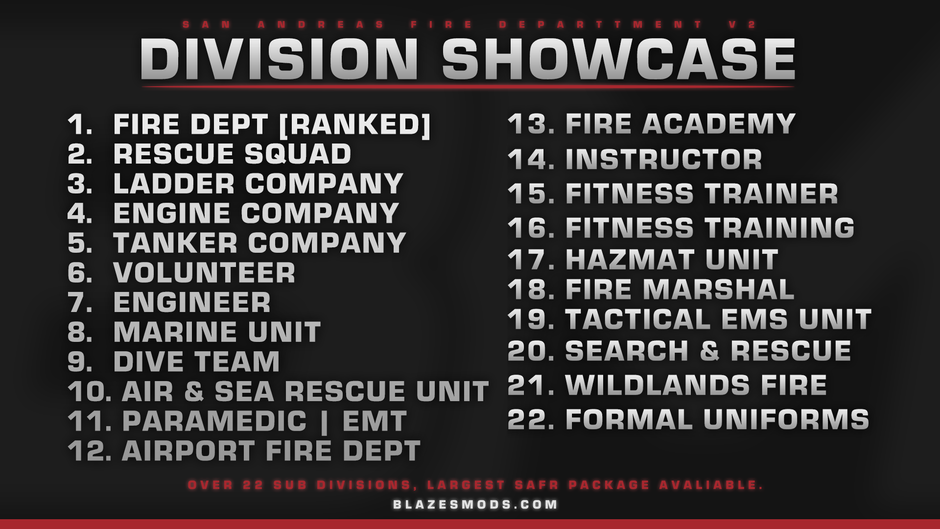 FIRE / EMS DEPARTMENT LISTINGS – BlazeModifications